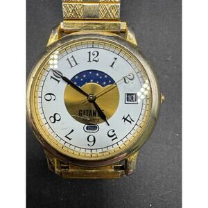 Vintage Gitano Moonphase Watch Gold Tone Stretch Band G5057AR 36.4MM Working